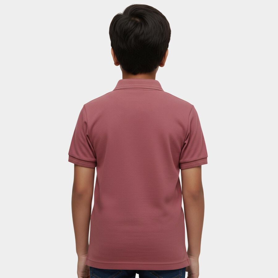 Boys Bright Pink Round Neck Casual Half Sleeve T-Shirt, गुलाबी, large