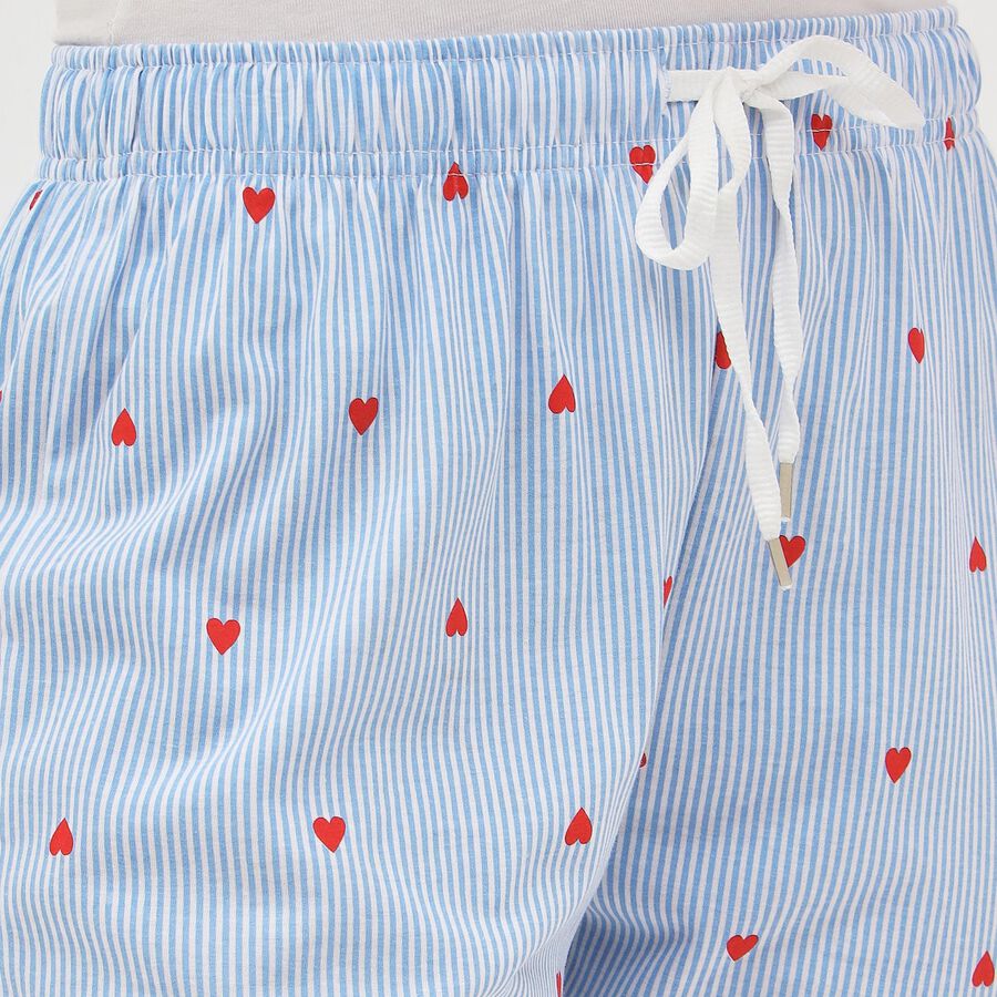 Women's Light Sky Blue Heart Printed Elastic Waist Pyjama, हल्का नीला, large image number null
