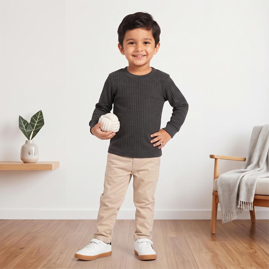 Boys Charcoal Long Sleeve Thermal, Charcoal, large