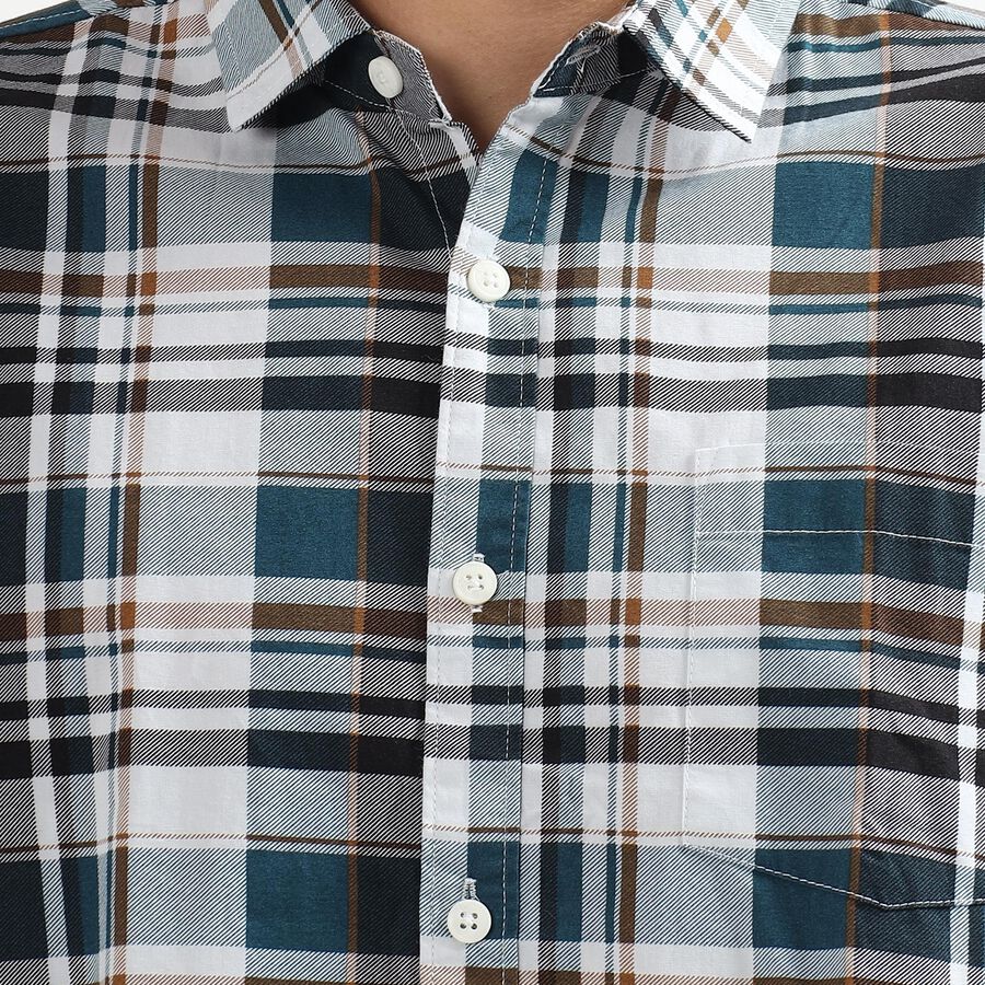 Men's 100% Cotton Casual Shirt, Teal Blue, large image number null