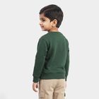 Boys' Green Crew Neck Graphic Print Sweatshirt, गहरा हरा, small