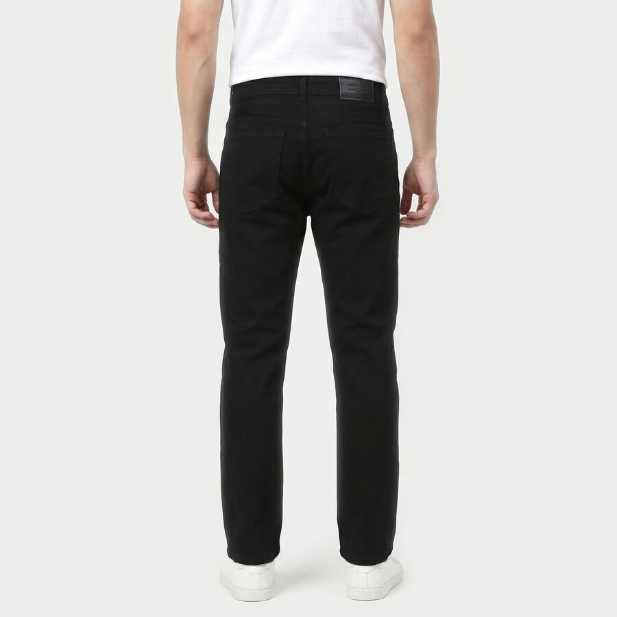 Men's Black Slim Fit Solid Jeans, काला, large