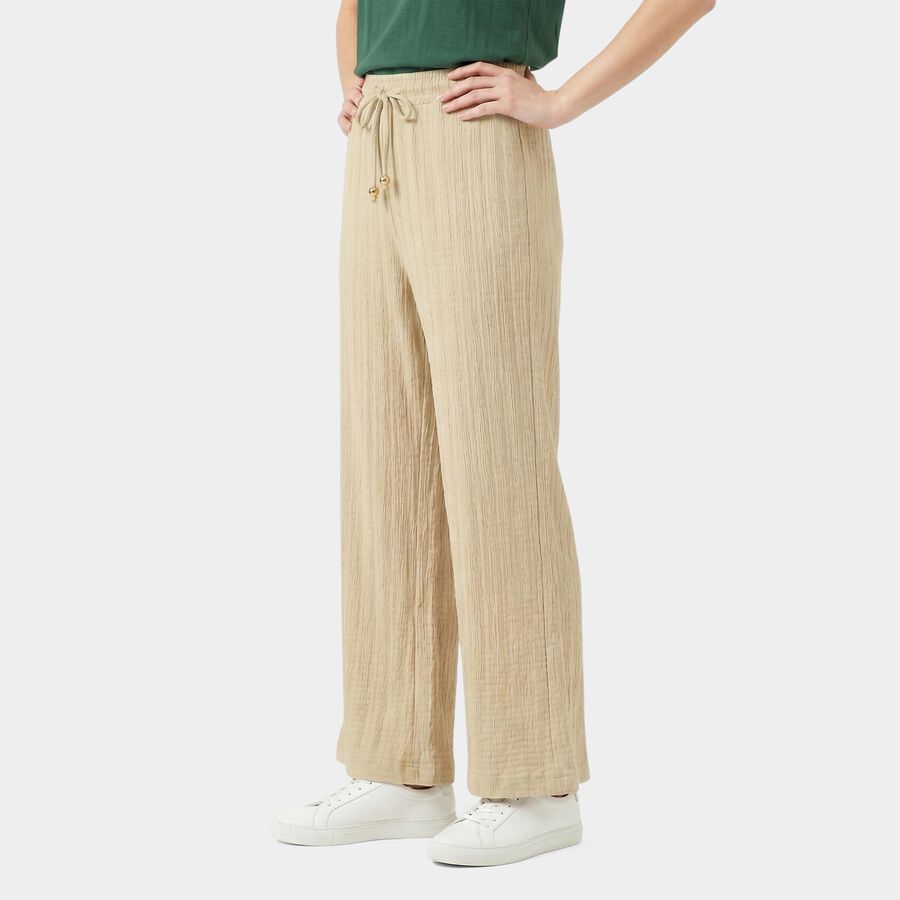 Ladies Beige Relaxed Fit Drawstring Waist Harem Pants, Beige, large