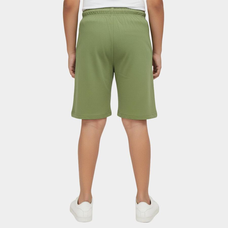 Boys' Olive Regular Fit Embroidered Bermuda Shorts, ओलिव, large