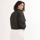 Women's Dark Olive Green Zip Bomber Jacket, Olive, small image number null