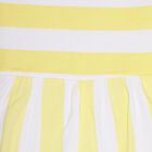 Girls' Bright Yellow And White Striped Flutter Sleeve Frock, Yellow, small image number null