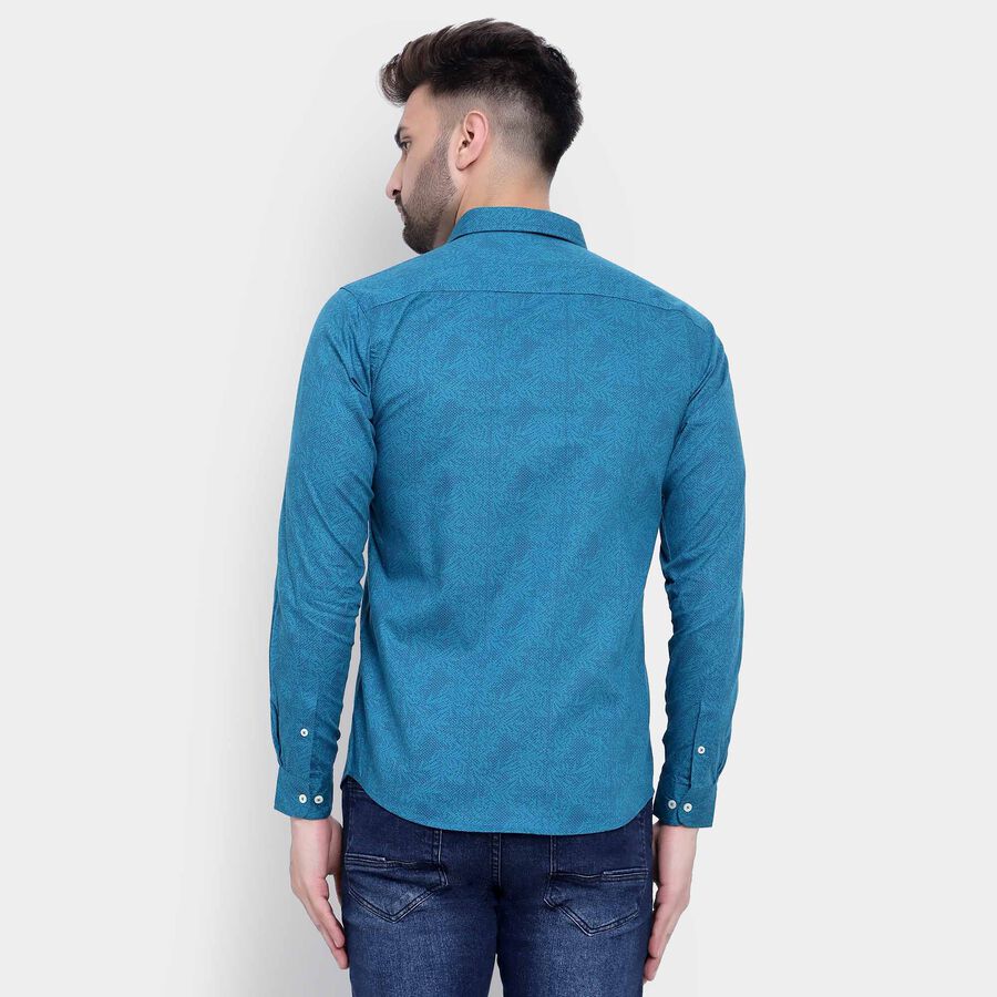Cotton Printed Casual Shirt, Teal Blue, large image number null