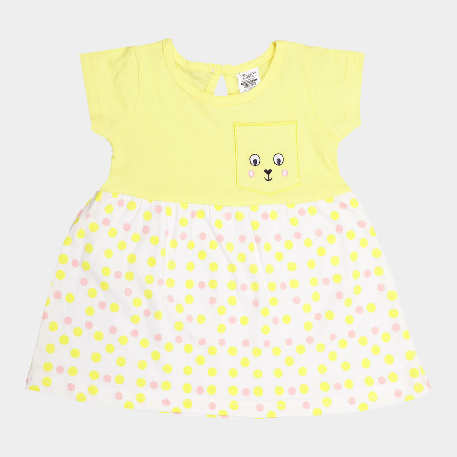 Infants Cotton Frock, Yellow, large image number null