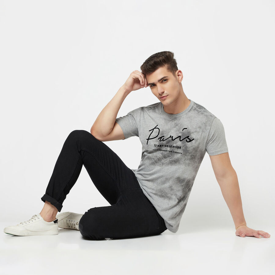 Round Neck T-Shirt, Melange Mid Grey, large image number null