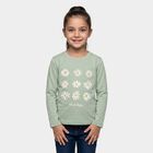 Girls Mint Green Round Neck Regular Top, हल्का हरा, small