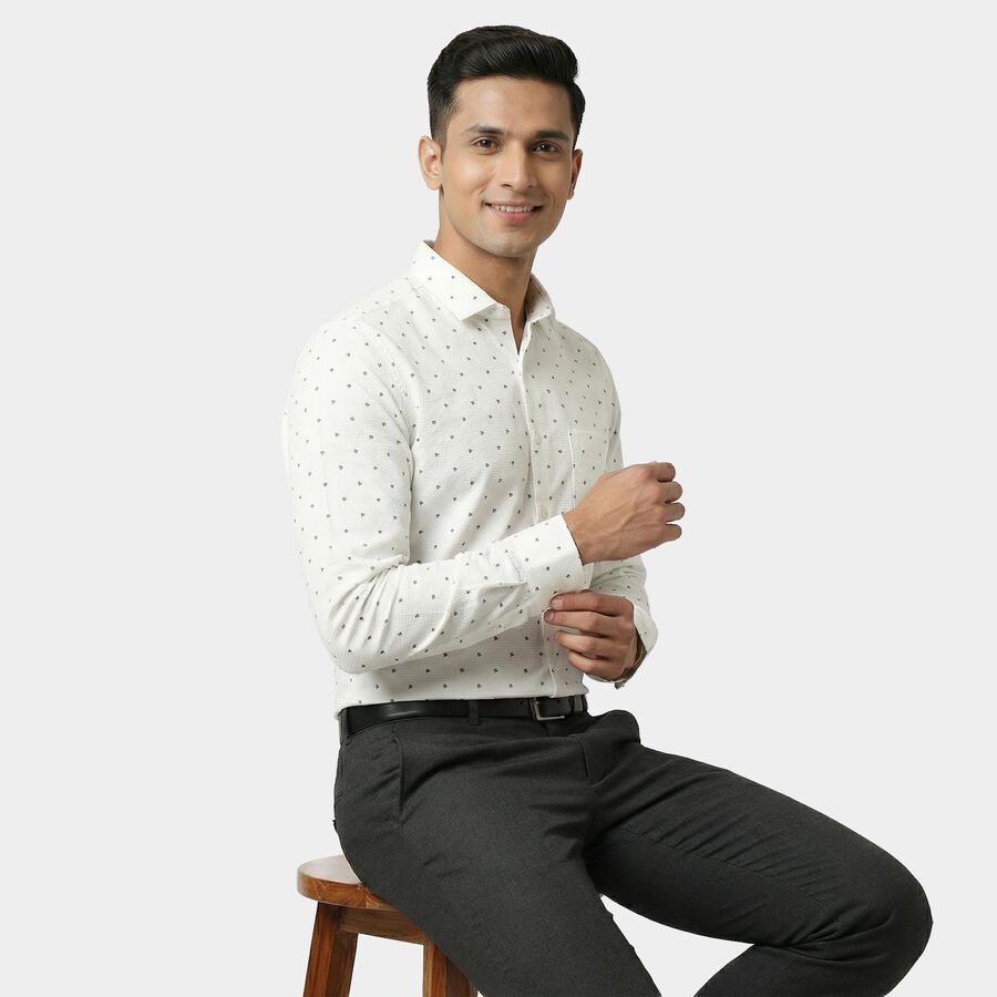 Men White Classic Formal Shirt, सफ़ेद, large