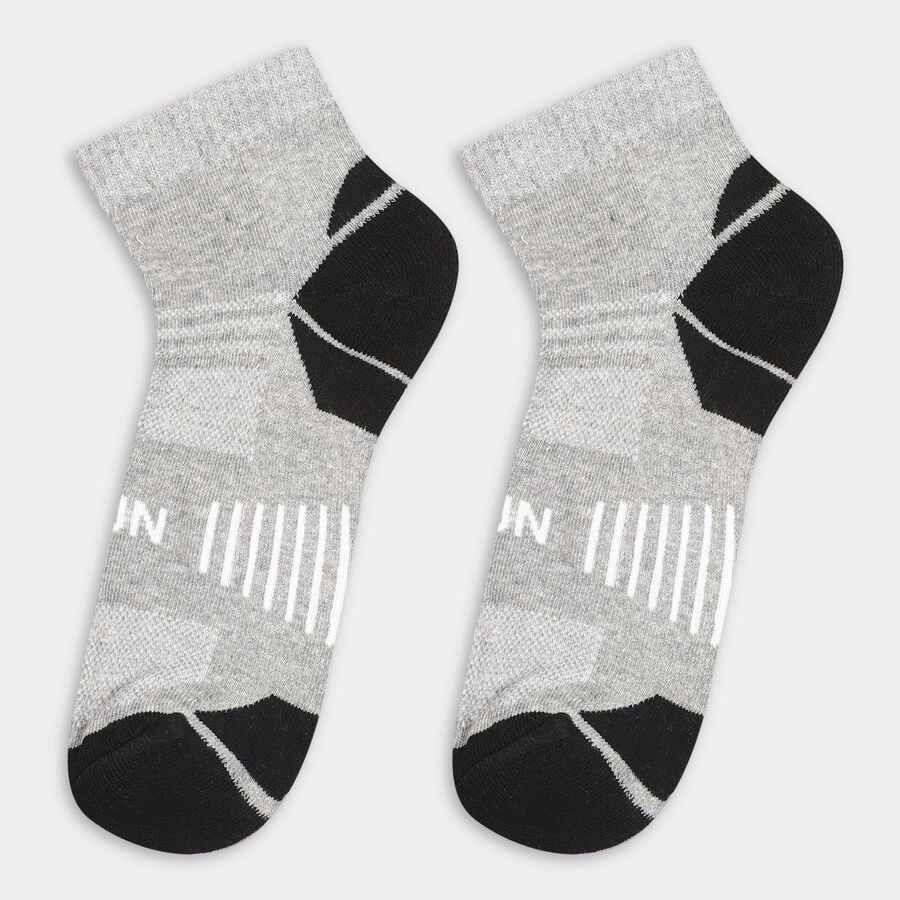 Men's Dark Charcoal Black and Navy Ankle-Length Sports Socks, Charcoal, large image number null