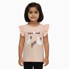 Girls Light Pink Cotton Round Neck Casual T-Shirt, हल्का गुलाबी, small image number null