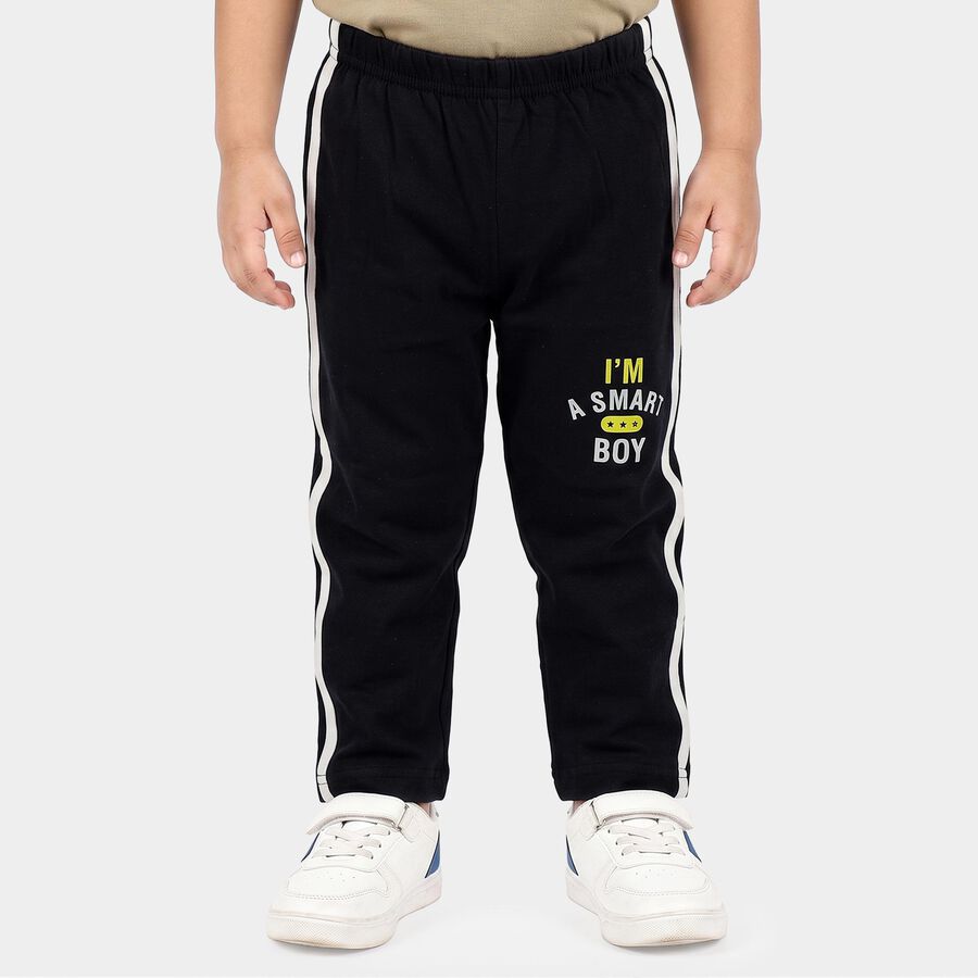 Boys' Navy Blue Straight Fit Slogan Printed Pyjama, Navy Blue, large