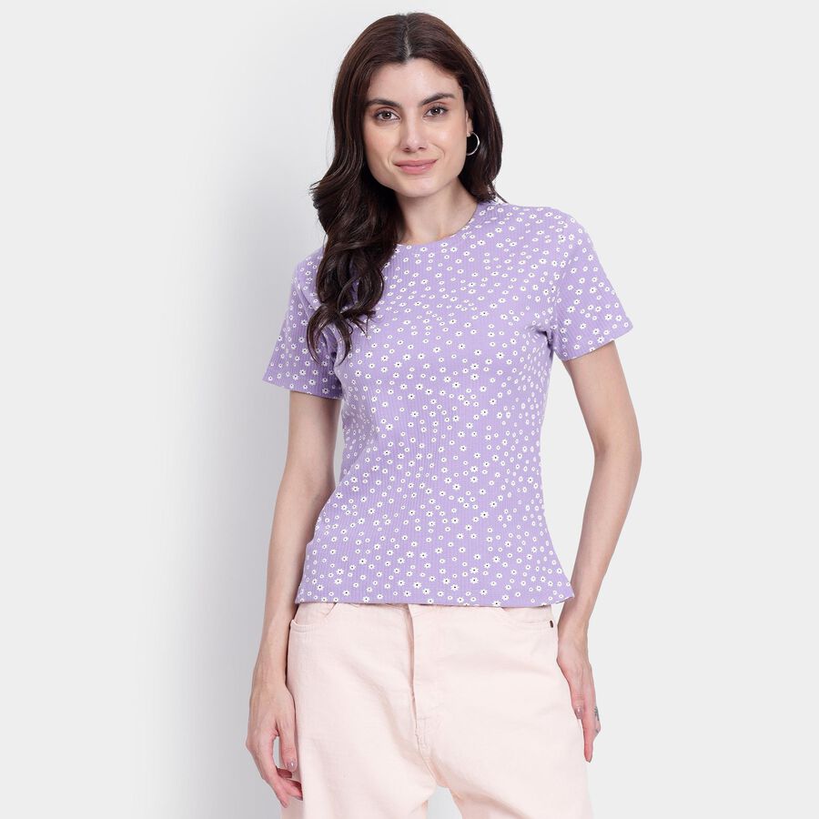 Ladies' Round Neck T-Shirt, Lilac, large image number null
