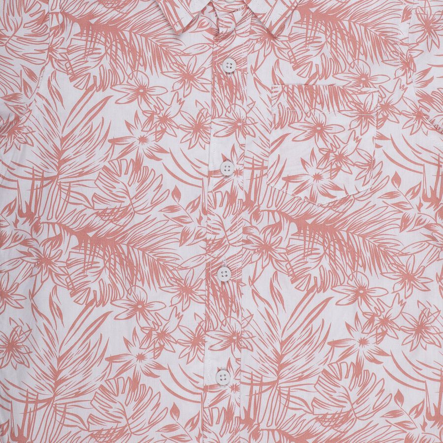 Boys Peach Cotton Half Sleeve Classic Casual Shirt, Peach, large