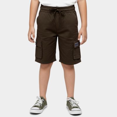 Boys' Olive Regular Fit Elastic Waist Bermuda Shorts