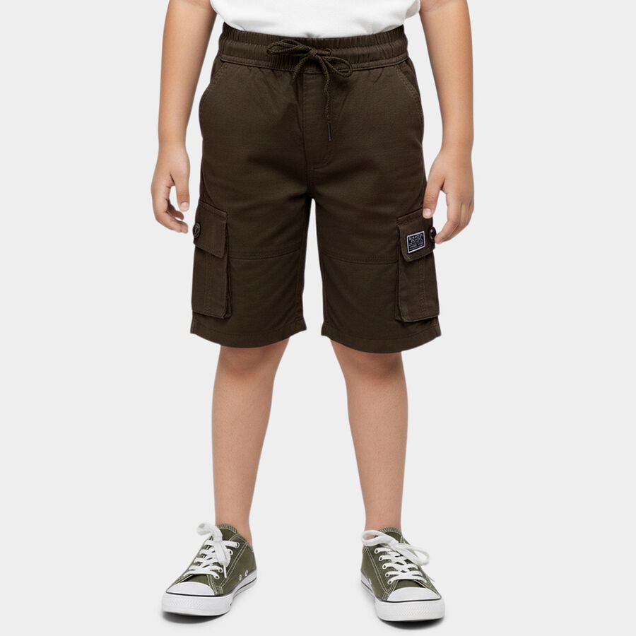 Boys' Olive Regular Fit Elastic Waist Bermuda Shorts, Olive, large