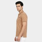 Men Brown Cotton Polo Neck Printed T-Shirt, भूरा, small