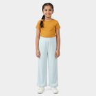 Girls' Light Blue Relaxed Fit Ribbed Palazzo Pyjama, Light Blue, small