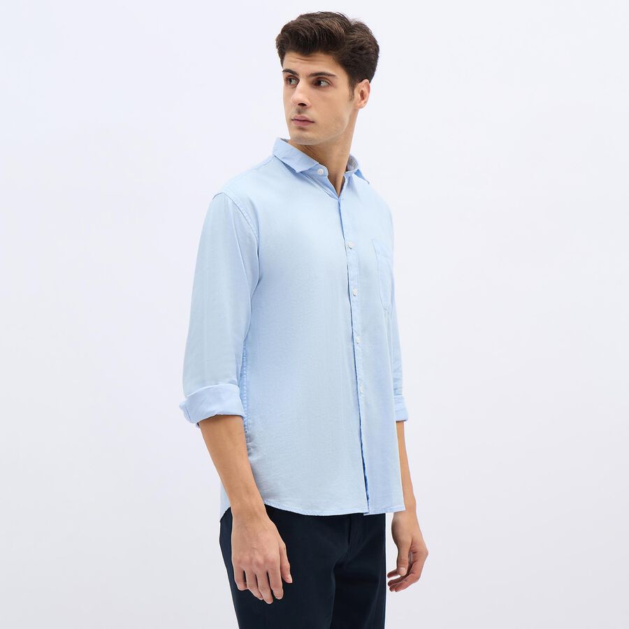 Men's Light Powder Blue Cotton Classic Casual Shirt, Light Blue, large image number null