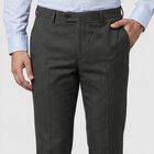 Men's Black Slim Fit Flat-Front Formal Trousers, काला, small