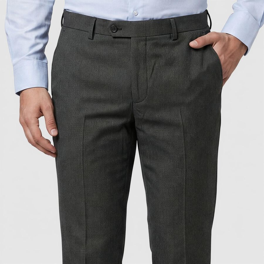 Men's Black Slim Fit Flat-Front Formal Trousers, काला, large