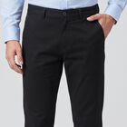Men's Navy Blue Slim Fit Flat-Front Chino Trousers, नेवी ब्लू, small