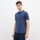 Men's Dark Blue Polo Collar Casual T-Shirt, Dark Blue, small
