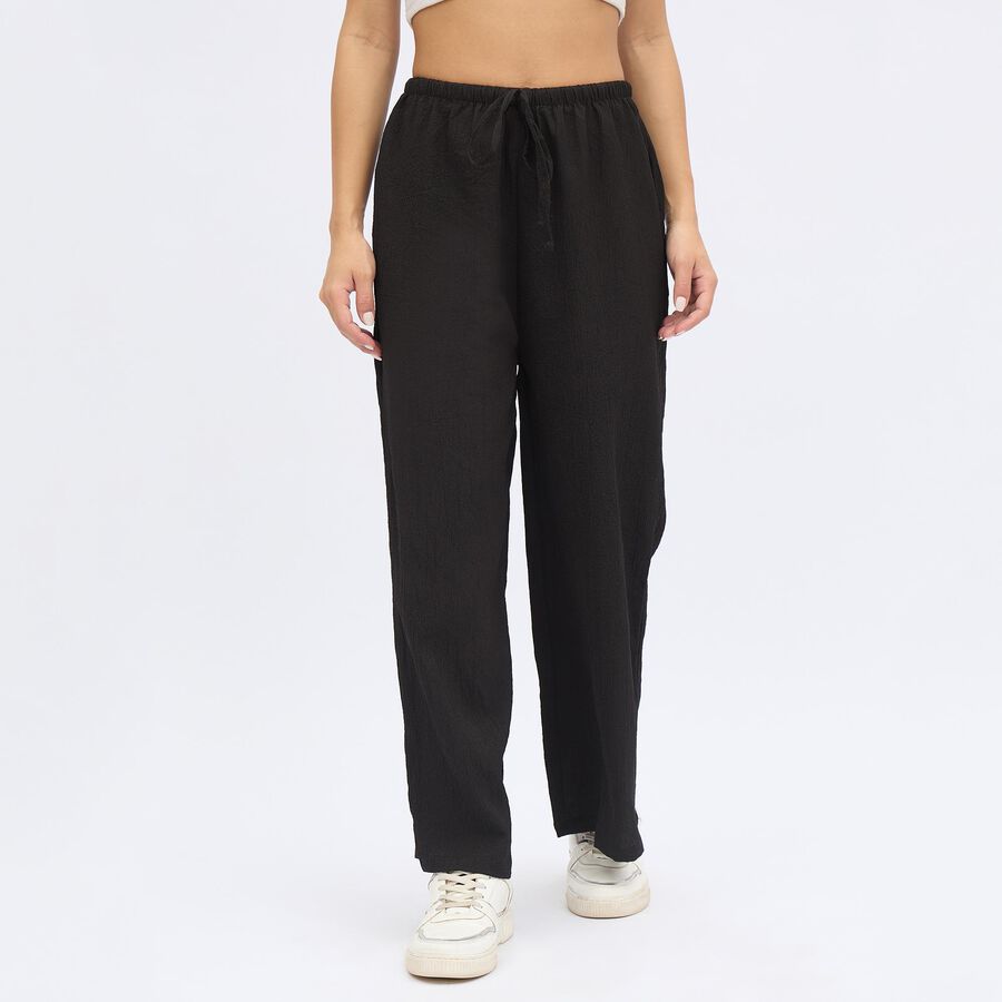 Women's Jet Black Balloon Fit Solid Harem Pants, Black, large image number null