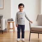 Boys Grey Cotton Blend Crew Neck Regular T-Shirt, Melange Light Grey, small