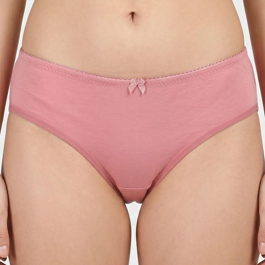 Women's Pink Regular Fit Solid Brief Panty, चुनिंदा, large
