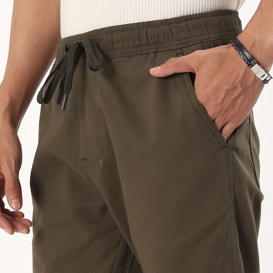 Men's Olive Green Relaxed Fit Jogger Trousers, Olive, large