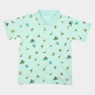 Boys Mint Green Cotton Polo Neck Polo Boys T-Shirt, हल्का हरा, small