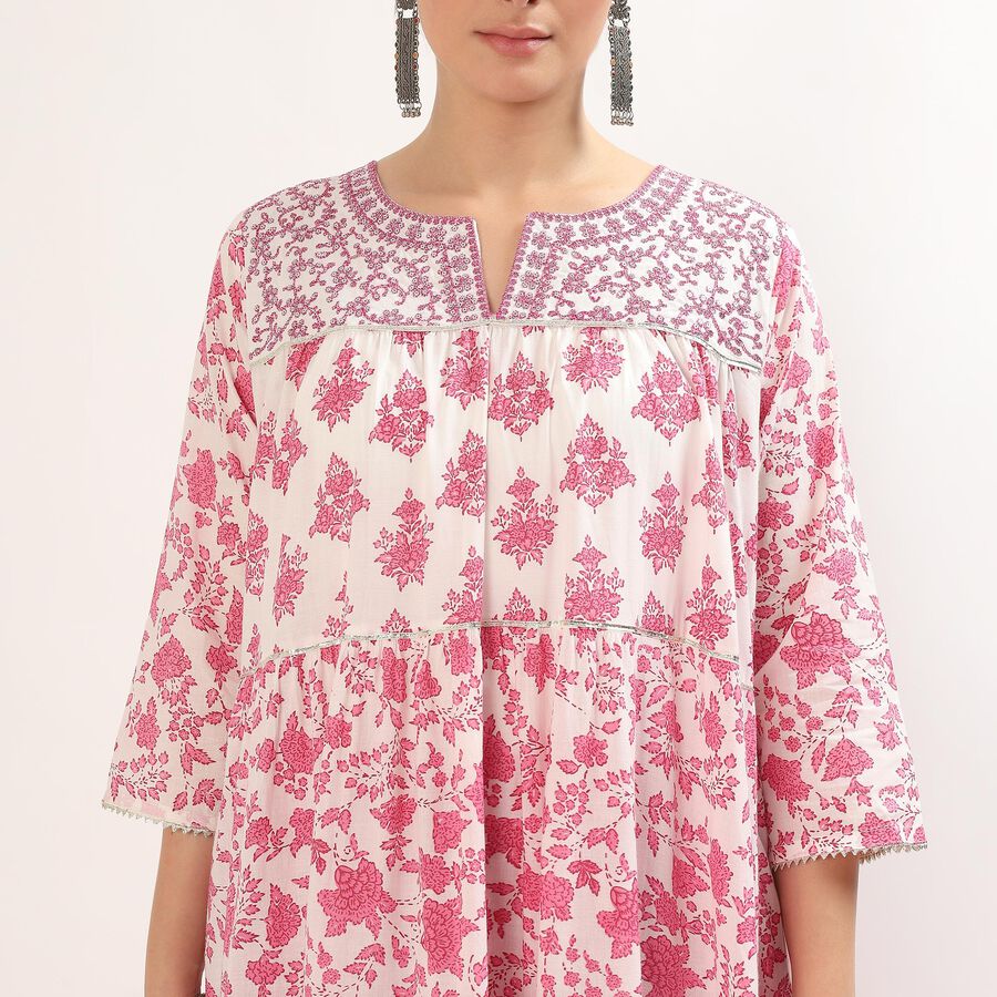 Women's Pink Cotton Floral Printed Ethnic Set, हल्का गुलाबी, large image number null