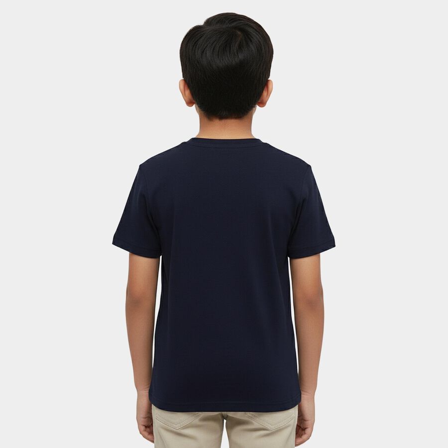 Boys' Half Sleeves T-Shirt, Navy Blue, large