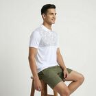 Men's White Polo Neck Athleisure T-Shirt, सफ़ेद, small