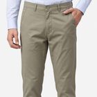 Men's Light Grey Slim Fit Flat-Front Chino Trousers, Light Grey, small
