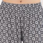 Women's Black and White Relaxed Fit Printed Harem Pants, Navy Blue, small