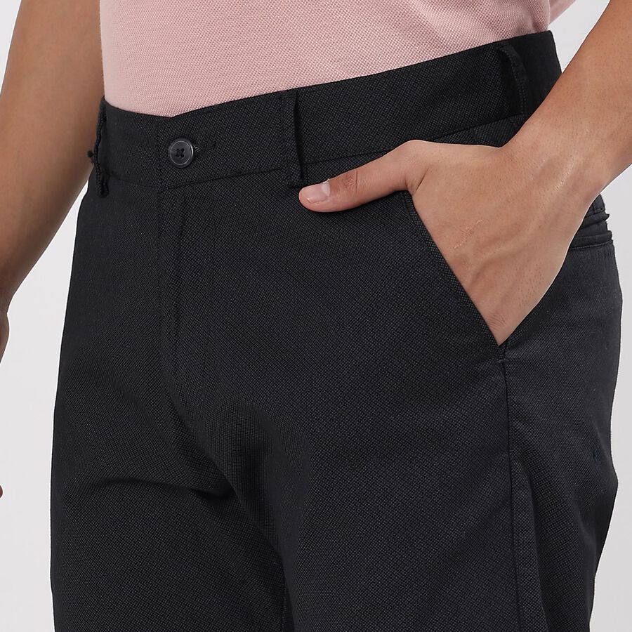 Men's Slim Fit Casual Trousers, काला, large image number null