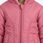Girls Pink Hooded Puffer Jacket, Pink, small