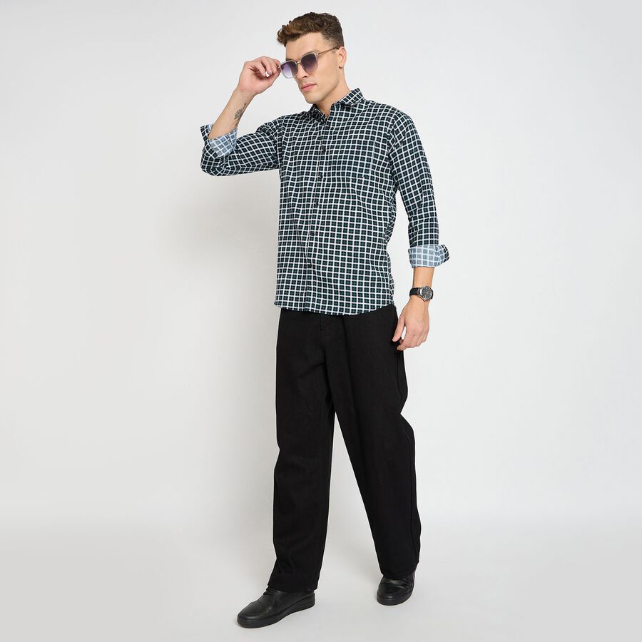 Men's 100% Cotton Casual Shirt, Dark Blue, large image number null