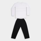 Boys' White Round Neck Striped Baba Suit, सफ़ेद, small image number null