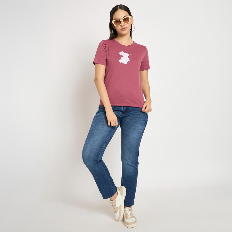 Ladies' Round Neck T-Shirt, Pink, large image number null