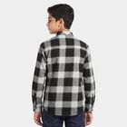 Boys Black Cotton Checked Shirt, Black, small