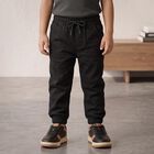 Boys' Black Drawstring Jogger Trousers, काला, small