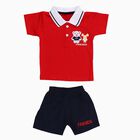 Infants' Red Cotton Polo Neck Cartoon Applique Baba Suit, Red, small image number null