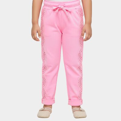 Girls' Soft Pink Lace Detailed Cotton Pyjama