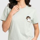 Women Mint Green Round Neck Regular T-Shirt, Light Green, small