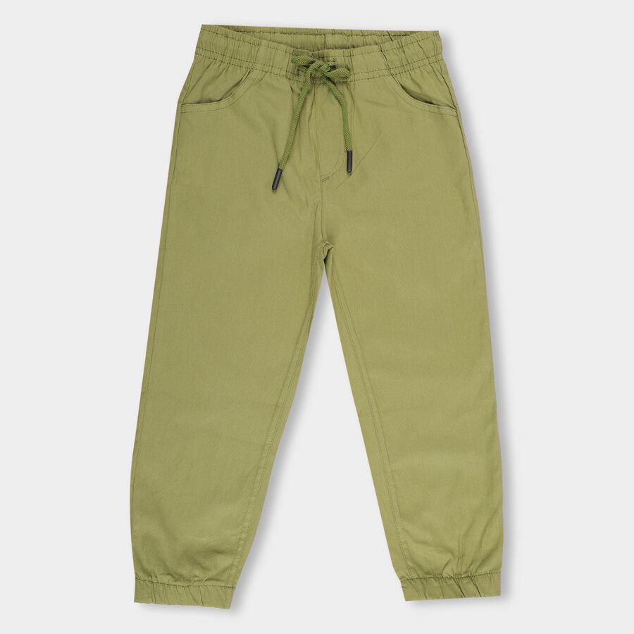 Boys Olive Green Regular Fit Jogger Trousers, Olive, large